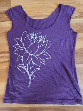 American Apparel Zen Threads Printed Purple Lotus Tee Size S